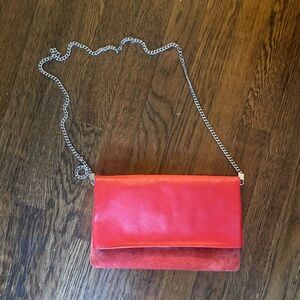 Karen Millen red leather/suede crossbody bag